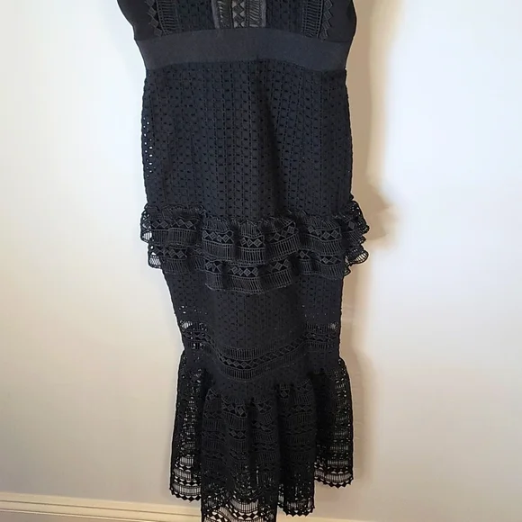 Self Protrait Black Lace Midi Dress - Picture 4 of 9
